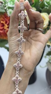 Pulsera de Plata de Ley 925 con Dije de Flor de Moissanita, Eslabones Infinitos de Lujo, Chapado en Rodio, Unisex, Regalo de Boda, Joyería Fina - Product Image 2