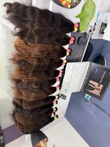 Extensiones de Cabello Humano Remy Indio Liso Largo Color Marrón Virgen a Granel para Fusion 100% Densidad Baby Super Double Drawn Trama Plana - Product Image 3