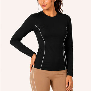 Camiseta de Compresión para Mujer, Personalizable, Elástica en Cuatro Direcciones, de Alta Elasticidad, al Por Mayor, a Bajo Precio, Ropa de Gimnasio, Manga Larga, Ajustada - Product Image 4