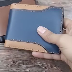 Premium Dark Navy Blue Leather Bifold Wallets for Men with <b>ID</b> Window Card Slots Slim Minimalist Design Durable Stitching Pockets - Product Image 3
