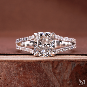 2ct elongated cushion cut lab grown diamond engagement <b>ring</b> <b>split</b> pave white gold with IGI certified center soft luxury - Product Image 1