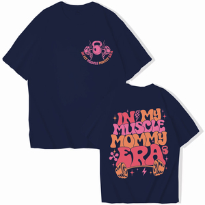 Camiseta Rosa para Mujer, Estilo Muscle Mommy, Corte Holgado, Cuello Redondo, Manga Corta, Informal, Estampado Digital, Algodón, Primavera Verano - Product Image 4