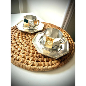 Juego de Taza y Platillo de Latón Pulido Hecho a Mano Estilo Vintage, Calidad Premium, Estilo Americano, Regalos de Diwali, Suministros de Café de la India - Product Image 1