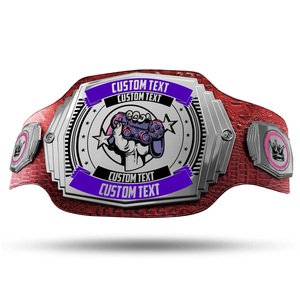 Ceintures de championnat personnalisées en cuir véritable faites à la main, style bowling, sport, avec plaque argentée et sangle bleue, pour lutte et boxe - Product Image 1
