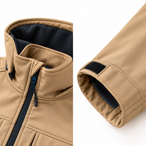 Mens Winter <b>Jackets</b> <b>Fleece</b> <b>Lined</b> Softshell <b>Jackets</b> Adjustable Hood Full Zip Front Secure Sleeve Pocket Custom Printing Outdoor - Product Image 3