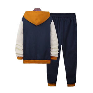 ชุดวอร์มแบบ unisex สีสันตัดกัน เสื้อฮู้ดมีซิปและกางเกงขายาว สไตล์ลำลอง มีกระเป๋าข้าง เหมาะสำหรับใส่ในฤดูใบไม้ร่วง - Product Image 2