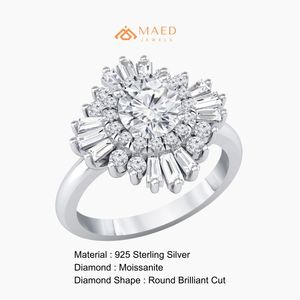 Marquise Cut Cluster Moissanite <b>Silver</b> <b>Statement</b> Engagement Wedding Anniversary <b>Ring</b> for Women Luxury Style Jewelry Gift - Product Image 6