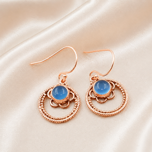 Pendientes colgantes de calcedonia azul natural con forma de loto, plata de ley 925, hechos a mano, estilo bohemio, con gemas, para mujer, joyería para madres. - Product Image 4