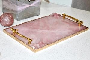 Plateau en résine élégant avec détails en cristal, plateau de service décoratif pour la maison, la cuisine, la salle à manger et la décoration de mariage - Product Image 6