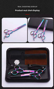 กรรไกรตัดผมแบบแบน 6 นิ้ว ชุบสี สำหรับมือขวา ใบมีดสแตนเลสคมกริบ สำหรับจัดแต่งทรงผม ANAAIF - Product Image 4