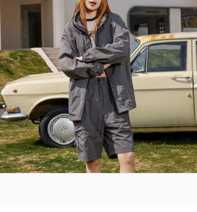 Ensemble décontracté deux pièces en polyester pour femme – Tendance, léger, respirant et confortable pour l'été – Tenue quotidienne à capuche - Product Image 5