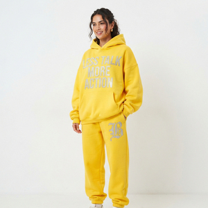 Ensemble de survêtement ample pour femme avec strass, 100 % polyester polaire, sweat à capuche et pantalon de survêtement, coupe ample, style streetwear hiver - Product Image 6