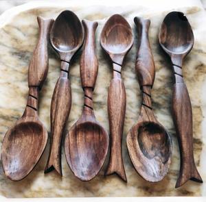 Cuillère à thé en bois naturel réutilisable, cuillère à café et à sucre polie, ustensile de cuisine écologique pour usage quotidien - Product Image 2