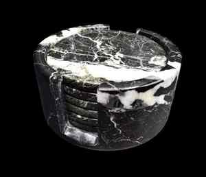 Juego de Posavasos de Mármol Negro Zebra Premium, Redondos, de Piedra Natural, Diseño Artesanal, Decoración Elegante para el Hogar, Protección para Mesa de Café - Product Image 1