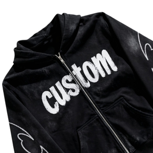Sudadera con capucha negra personalizada con lavado ácido, estilo vintage, oversize, con gráficos, streetwear, premium, de alta calidad, marca privada, OEM SHH Industries - Product Image 5