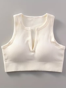 Womens V Cutout Racerback Sports <b>Bra</b> <b>Stretch</b> Compression Fitness Bralette Circular Knit Gym Singlet Everyday Athleisure Tank - Product Image 6