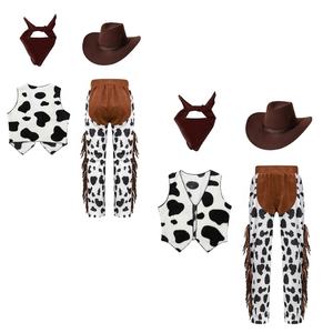 <span class=keywords><strong>Disfraz</strong></span> de Vaquero/<span class=keywords><strong>Vaquera</strong></span> Unisex de 4 Piezas (6-16 Años), <span class=keywords><strong>Chaleco</strong></span> con Estampado de Vaca, Pantalones, Pañuelo y Sombrero para Cosplay, Fiestas Temáticas y Juegos de Rol - Product Image 3