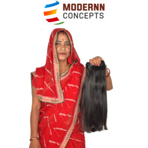 Cabello Humano Virgen Indio al por Mayor, Corte Recto, Paquetes de Cabello con Cutícula Alineada, Doble Trama, para Fusionación - Product Image 5