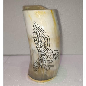 Fabriqué à la main personnalisé Viking sculpture en céramique corne à boire tasse hautement polie corne naturelle inde pour les cadeaux d'affaires-vin bière - Product Image 1