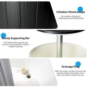 Table de refroidissement extérieure à hauteur réglable avec refroidisseur de bière et de vin de 10 gallons, résistante aux intempéries, pour terrasse - Product Image 5