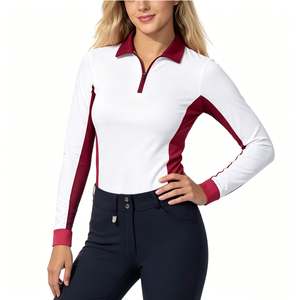 Vêtements de base pour sports équestres en plein air pour femmes, manches longues, couleur contrastée, fermeture éclair, best-seller - Product Image 5
