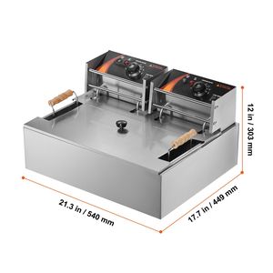 Friggitrice Elettrica Commerciale da 3000W, 18Qt/17L Grande Capacità, in Acciaio Inossidabile, per Tacchino, con 3 Cestelli Rimovibili, Modello da Banco - Product Image 3