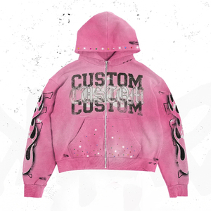 Custom <b>Men's</b> Hooded Sweatshirt & Shorts Set <b>Pink</b> <b>Tie</b>-Dye Rhinestone Letter Print Street Style Fleece Tracksuit Spring Wear - Product Image 3