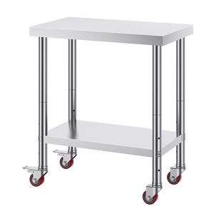 Heavy Duty 30 X 18 X 34 Inch Stainless Steel <b>Work</b> <b>Table</b> 700 LBS Load Capacity 4 Wheels 3 Adjustable Height Levels Storage Racks - Product Image 6