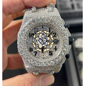 Reloj Deportivo de Lujo para Hombre, Cronógrafo de Acero Inoxidable con Moissanita, Cuarzo, 20 mm, Esfera de Cristal de 46 mm, Ecológico - Product Image 1