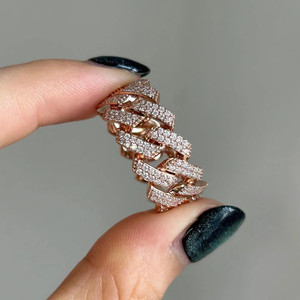14K <b>Gold</b> Plated Children's Zircon Round Brilliant Cut Hip-hop Inspired <b>Cocktail</b> <b>Ring</b> Filled Iced Link Chain Rose <b>Gold</b> Brass IGI - Product Image 1