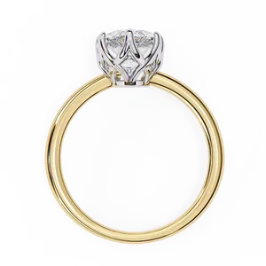 Anillo de Diamante Cultivado en Laboratorio con Corte Marquise de Crown Gallery, con Engaste de Seis Puntas y Piedras Redondas Decorativas, Joyería Nupcial de Oro Personalizada - Product Image 6
