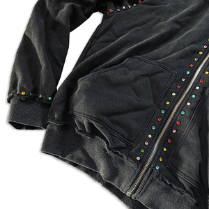 Sudadera con capucha de forro polar personalizada con pedrería, unisex, para invierno, con detalles de cristal, perfecta para pedidos al por mayor y de marcas. - Product Image 4