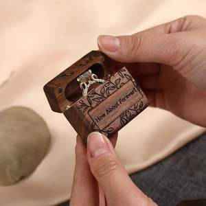 Walnut Wood <b>Ring</b> <b>Box</b> Customizable Wedding Ceremony Engagement <b>Ring</b> <b>Bearer</b> Holder Gift <b>for</b> Anniversaries & Birthday - Product Image 4