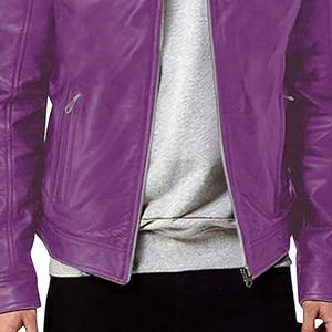 VIOLET Offre Spéciale hommes veste en cuir mince Top qualité chaud polaire veste mode col Cool moto manteaux Outwear - Product Image 3
