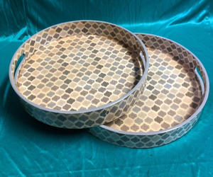 Falak ชุดถาดไม้พิมพ์ลายธรรมชาตินำเข้าจากทั่วโลกถาดเสิร์ฟทรงสี่เหลี่ยมผืนผ้าทาสีรูปสัตว์ถาดเสิร์ฟตกแต่ง - Product Image 6