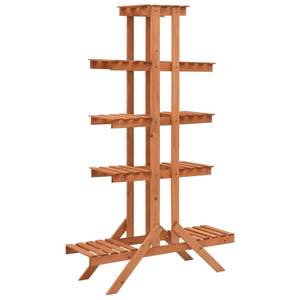 Meubles d'extérieur en bois de sapin massif orange, support à plantes empilable de 32,7 x 9,8 x 52,0 pouces - Product Image 1