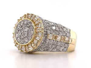 <b>925</b> Sterling <b>Silver</b> Moissanite Diamond Hip Hop Cluster <b>Ring</b> <b>with</b> Rhodium Plated Prong Setting for Men's Iced Out Halo Style - Product Image 3