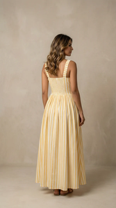 Vestido Midi a Rayas para Mujer con Bolsillos, Vestido Casual de Verano de Algodón, Corte en A, Tela Ligera y Transpirable, Cómodo para Uso Diario - Product Image 5