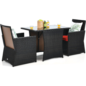 DB Durable Outdoor Rattan <b>Garden</b> Set 4-Piece Polyester Loveseat with Glass <b>Table</b> Contemporary Style for Patio & <b>Garden</b> Use - Product Image 6