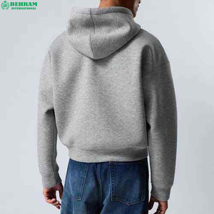 Sweat à capuche zippé unisexe en molleton 100 % coton coupe droite pour homme, avec épaules tombantes et fermeture éclair, idéal pour l'hiver - Product Image 3