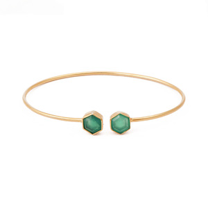 Green Onyx Gemstone <b>Bracelet</b> <b>Adjustable</b> <b>Gold</b> Plated Cuff Jewelry Gift For Women Unique Handmade Jewelry - Product Image 4