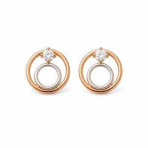 Ensemble collier et boucles d'oreilles circulaires en or rose 18 carats pour femmes, bijoux fins polis, à porter au quotidien, pour mariage, fête, cadeau - Product Image 4
