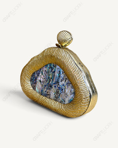 <b>Abalone</b> <b>Shell</b> Clutch Bag | Handmade Gold Seashell Minaudiere | Luxury Bridal Wedding Evening Purse for Women - Product Image 2