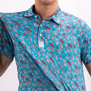 Chemise de golf pour homme personnalisée, anti-transpiration, 90% polyester et 10% élasthanne, manches courtes, motif imprimé, taille XL - Product Image 4