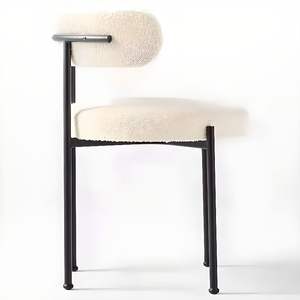 Chaise de salle à manger blanche minimaliste nordique avec pieds en métal, chaises de salle à manger modernes de luxe pour restaurant et café - Product Image 2