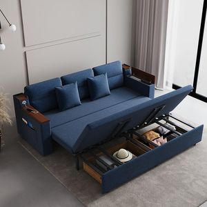 Divano letto in lino da 83 \ "3 posti con porta USB per uso domestico o in ufficio divani letto eleganti e confortevoli - Product Image 1