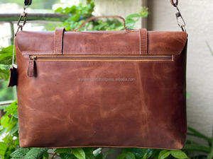 Real Handmade Crunch Leather Office Use <b>Messenger</b> <b>Bag</b> <b>Laptop</b> Leather <b>Bags</b> - Product Image 2
