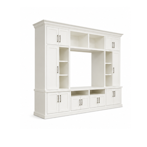 Modern White <b>TV</b> <b>Stand</b> Wall Unit Custom Teak Wood Entertainment Cabinet for Hotel Home Apartment Villa Interior Projects - Product Image 2