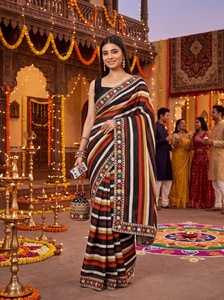 Most Selling Vichitra Silk Digital Print Saree For Women Premium Traditional Wear Stylish Designer Saree For Wedding Festive - Product Image 6