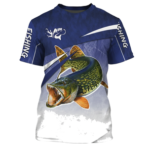 Vente en gros de chemises de pêche à col rond personnalisées, protection UPF50+, anti-UV, imprimées par sublimation, en polyester, vêtements de pêche de performance pour l'extérieur, fabrication en usine - Product Image 4